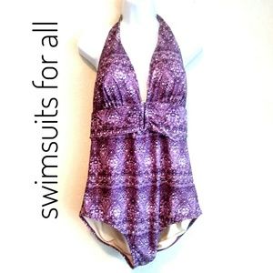 Swimsuits For All Purple Halter Swimsuit Sz 16